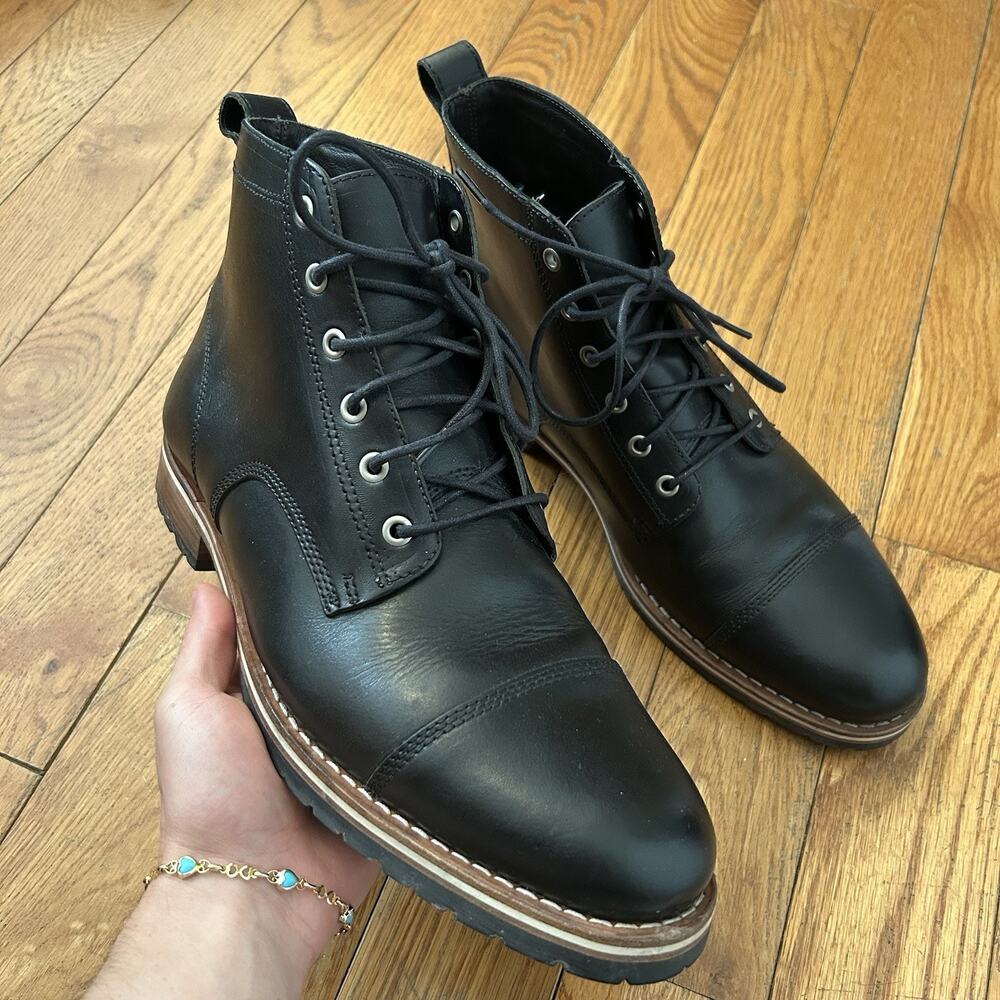 Helm The Hollis Black Leather Cap Toe Work Hybrid Boots Size 12